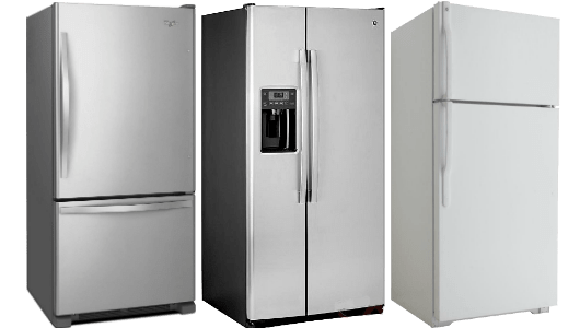 three refrigerators